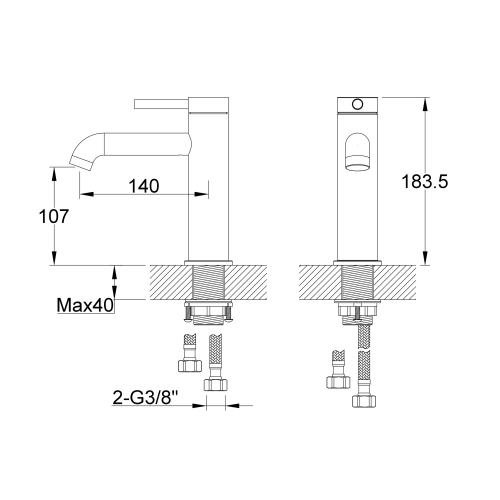 Bateria Umywalkowa Stojąca Kohlman Axel QB105A Chrom